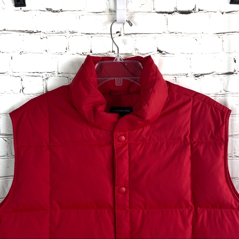 Red Goose Down Feather Puffer Vest Jacket Sz L - Picture 3 of 7